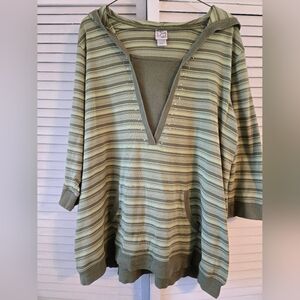 Striped Green Hooded Top